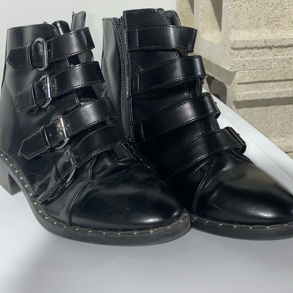 Black Strappy Ankle Booties